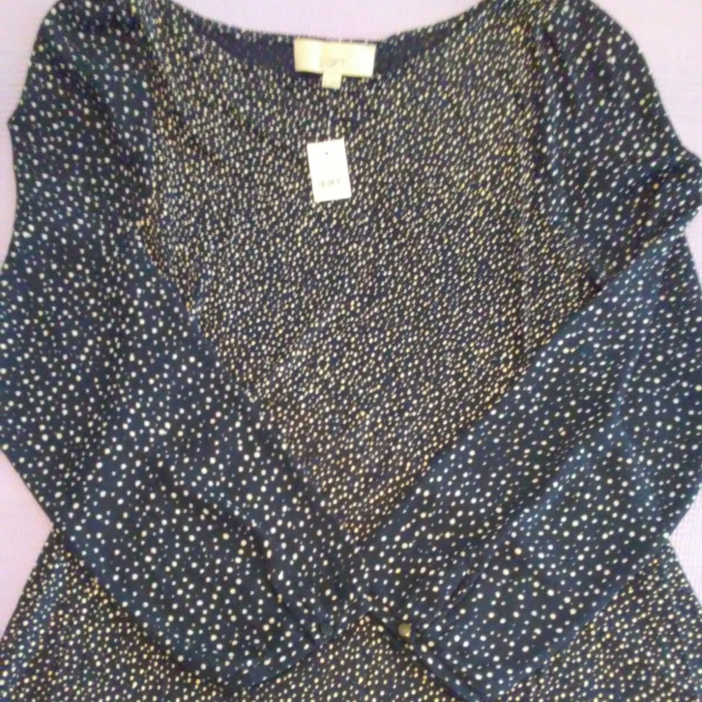 Loft polka dotted long sleeve blouse